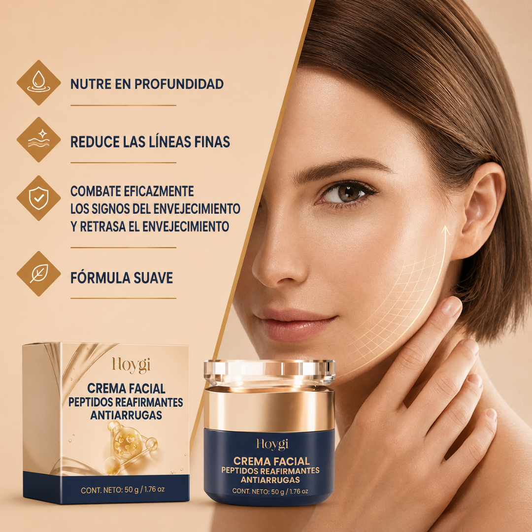 Hoygi Crema Reafirmante Antiarrugas con Péptidos – 50g ✨💆‍♀️