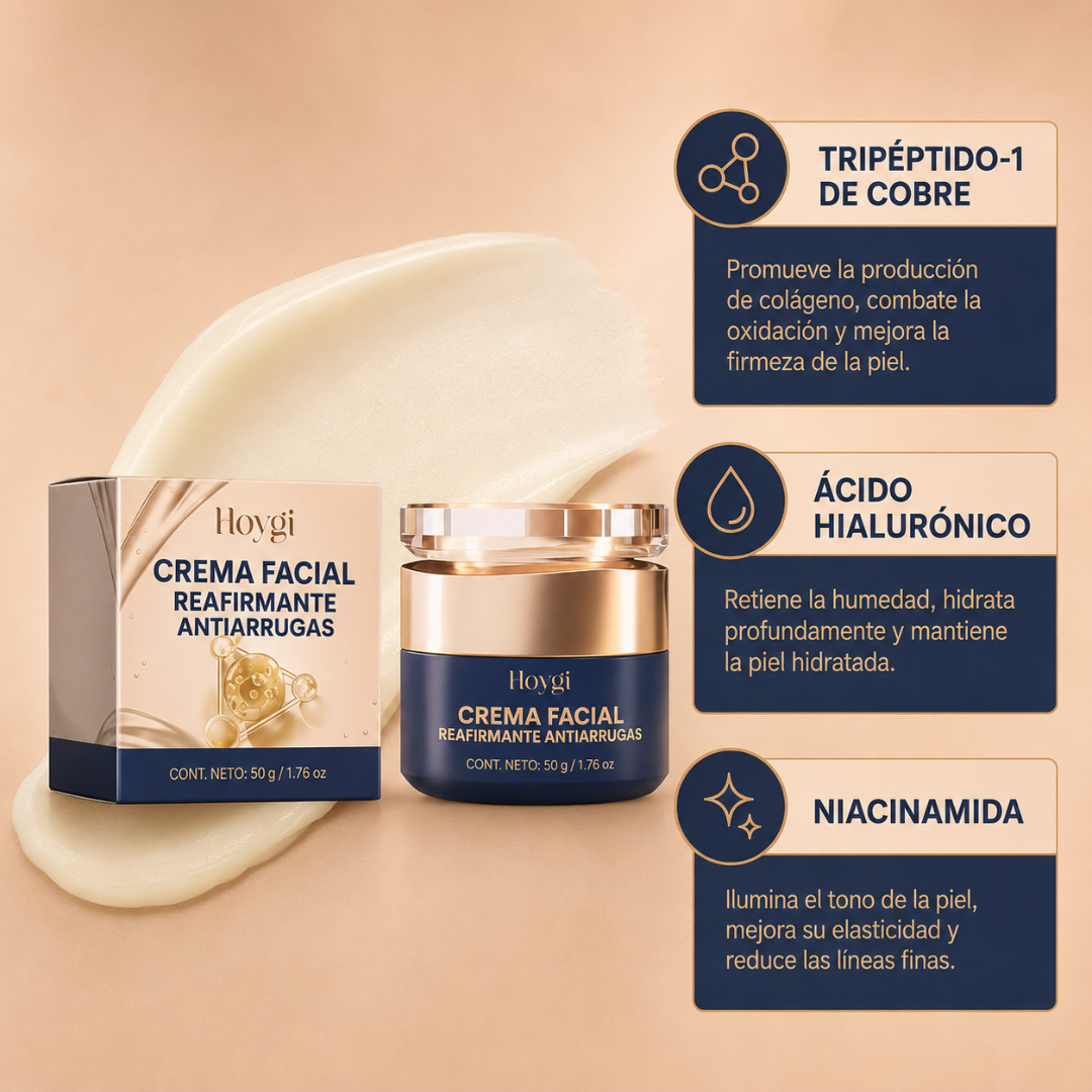 Hoygi Crema Reafirmante Antiarrugas con Péptidos – 50g ✨💆‍♀️