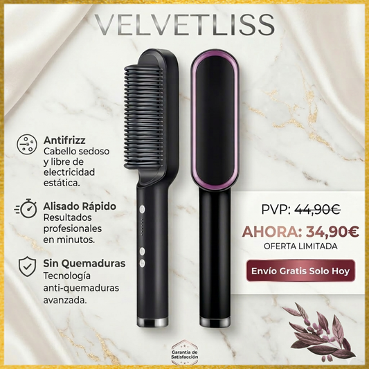 Cepillo Alisador Eléctrico "VelvetLiss"
