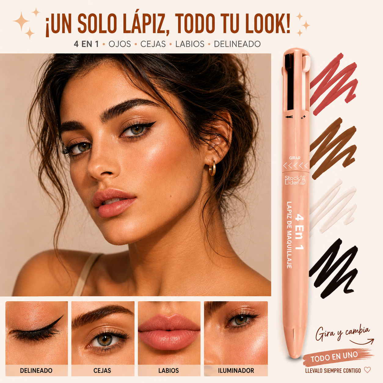 Lápiz de maquillaje 4 en 1